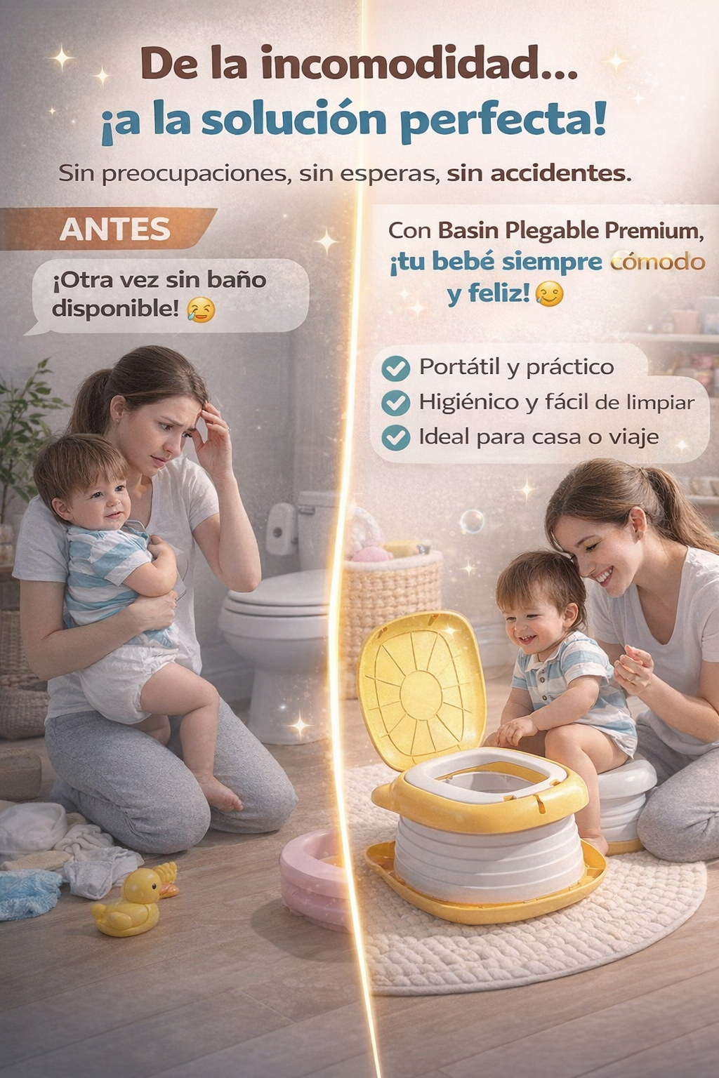 Bacin Plegable Portátil para Bebé 👨🏻‍👩🏻‍👧🏻‍👦🏻