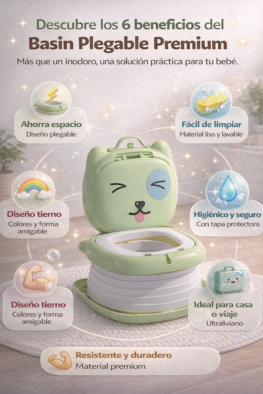 Bacin Plegable Portátil para Bebé 👨🏻‍👩🏻‍👧🏻‍👦🏻