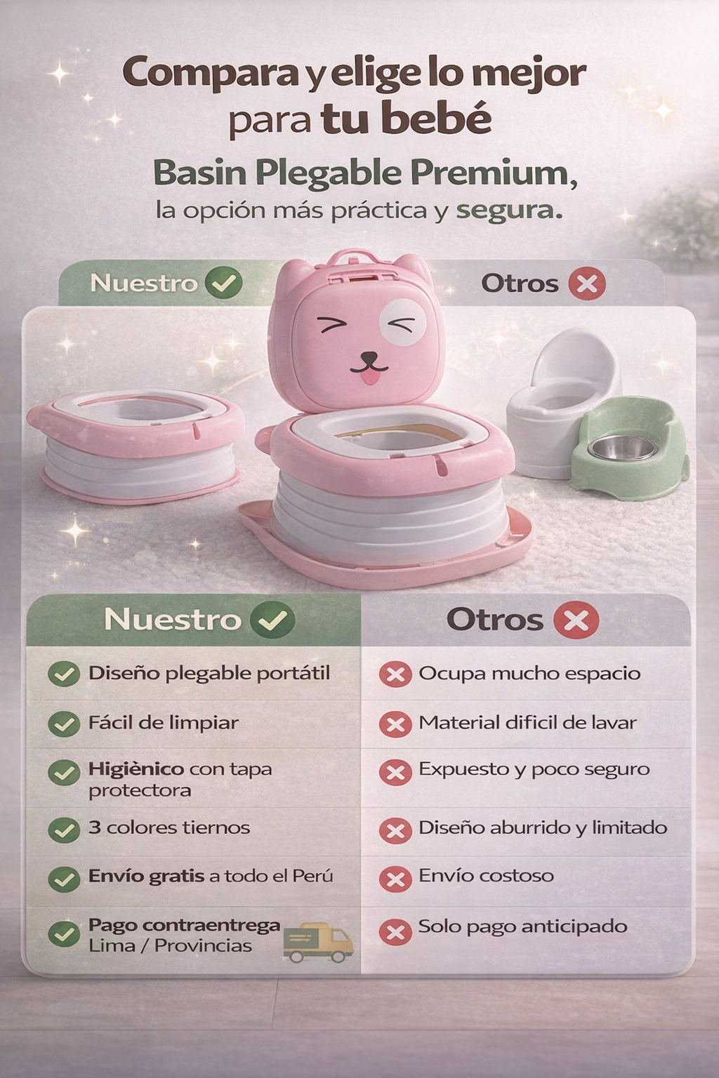 Bacin Plegable Portátil para Bebé 👨🏻‍👩🏻‍👧🏻‍👦🏻