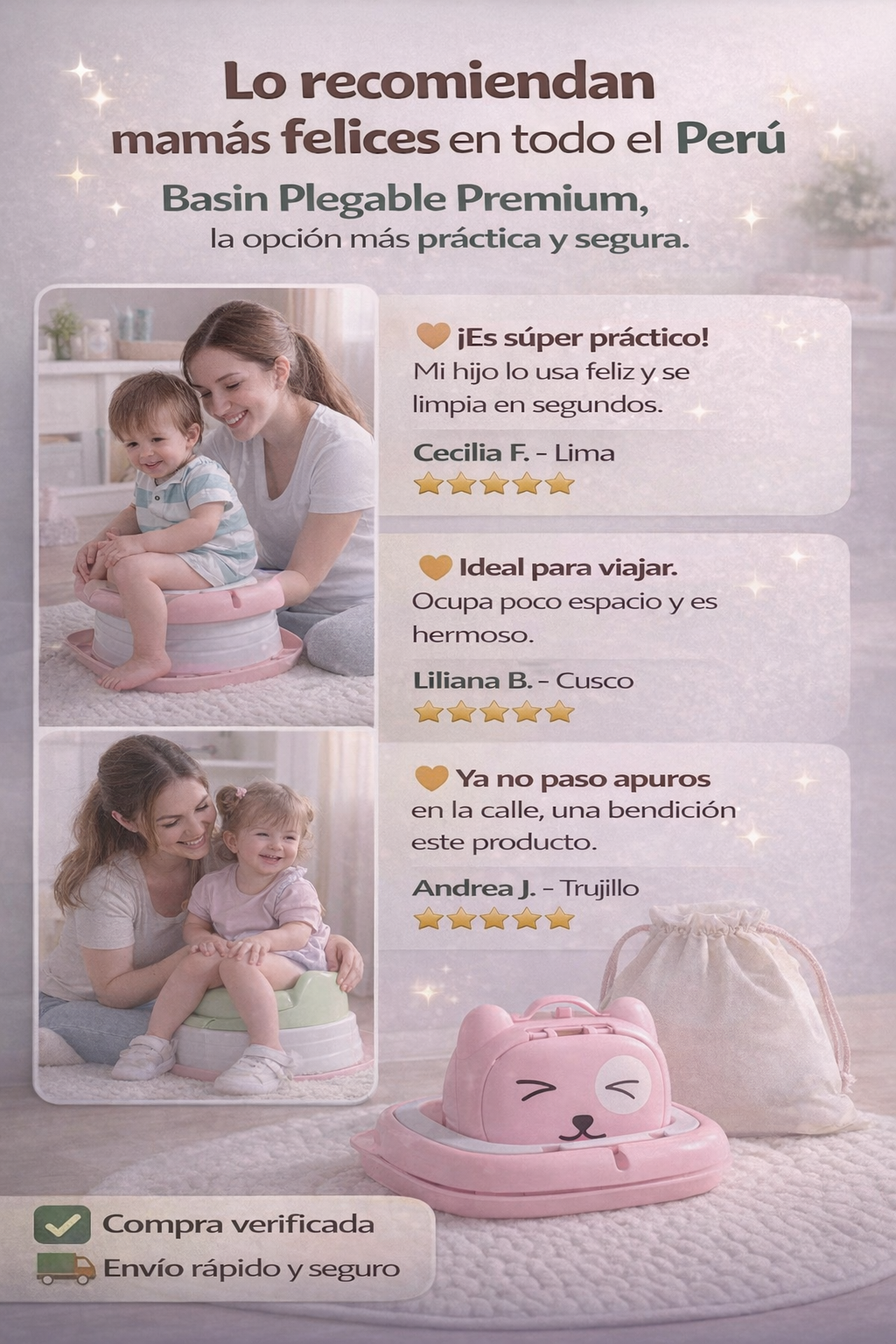 Bacin Plegable Portátil para Bebé 👨🏻‍👩🏻‍👧🏻‍👦🏻